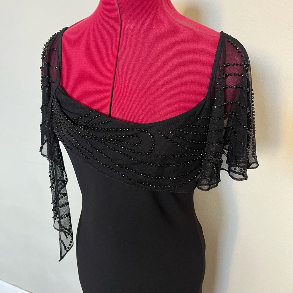 Vintage beaded 80s ๐ค draped neckline ballroom dance lbd classic 8P S.L. Fashion - Picture 10 of 15